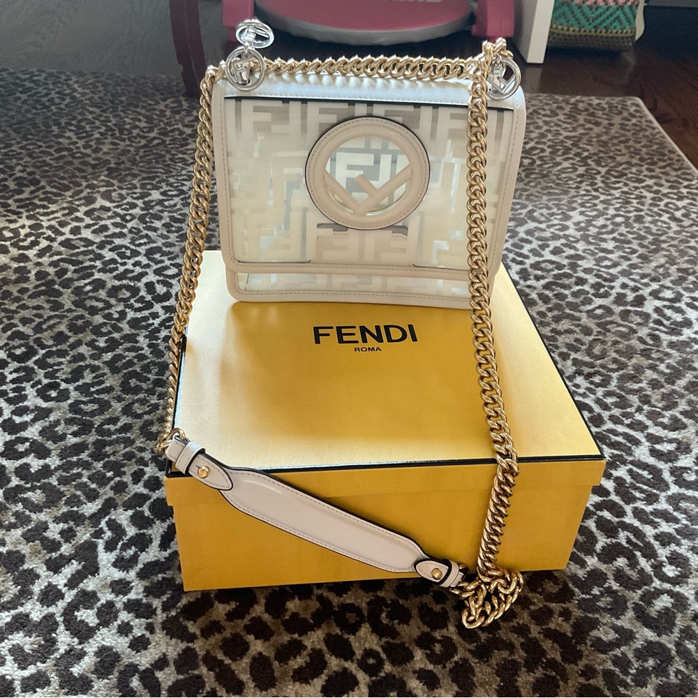 Fendi White and Gold Crossbody Bag
